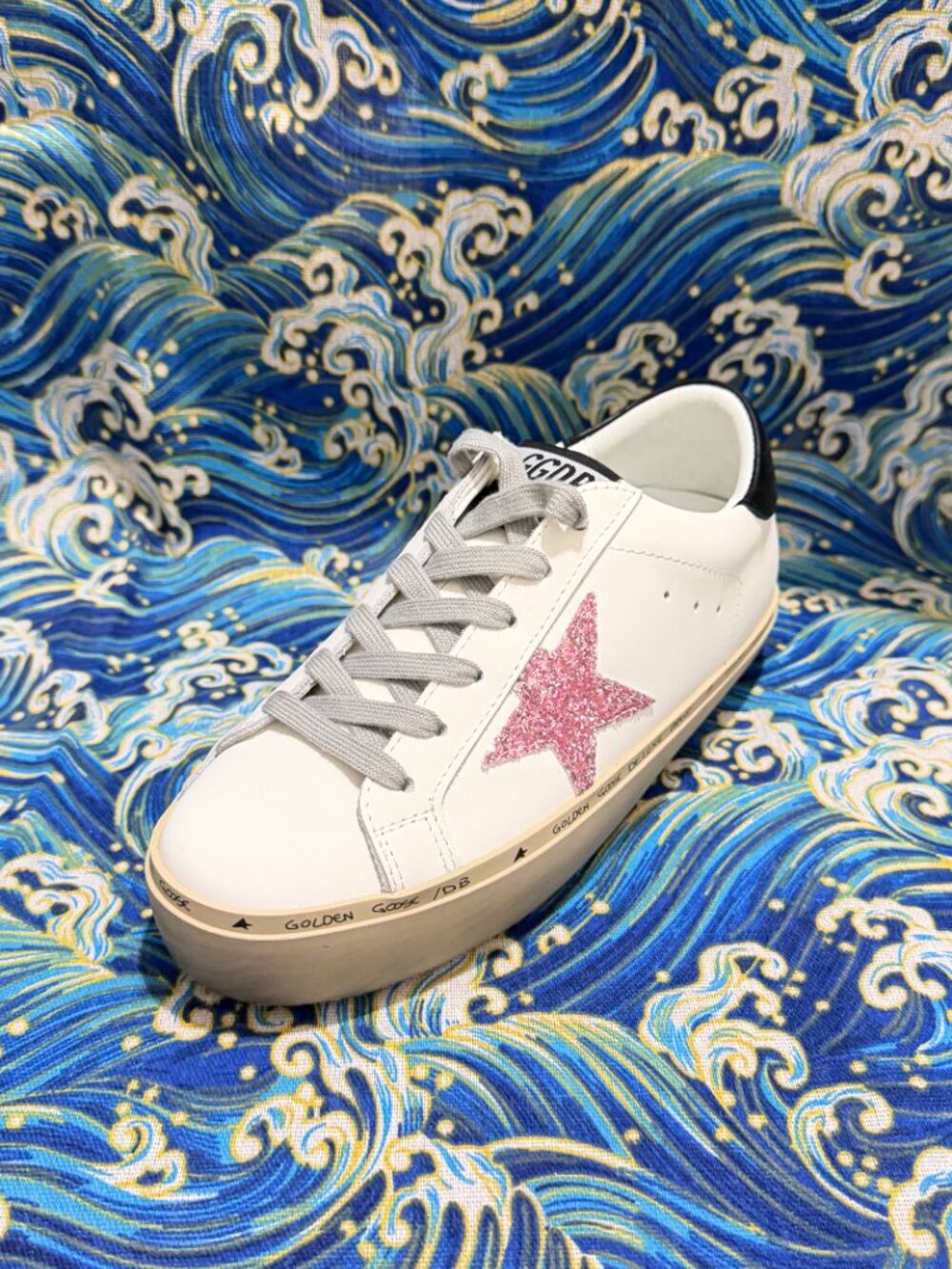 Golden Goose GGDB White Leather Sneakers Pink Glitter Star Unisex Casual Shoes - Picture 4 of 10